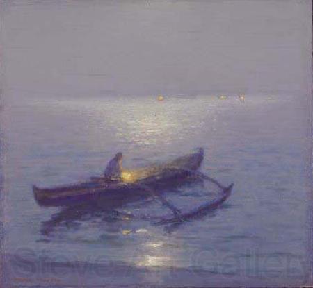 Lionel Walden Night Fisherman Norge oil painting art